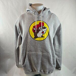 Buc-ee’s Hoodie Mens Large Gray Graphic Pullover Beaver Logo Sweatshirt Basic